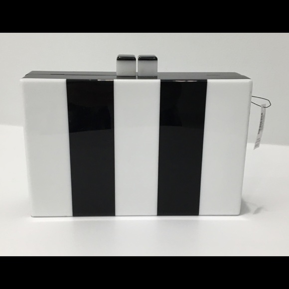 WHITE HOUSE BLACK MARKET Box Clutch, Black and White